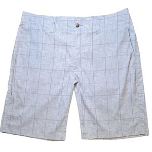 Mens Callaway Golf Short 34 Grey Grid Opti Dry Stretch Waistband 10" Inseam